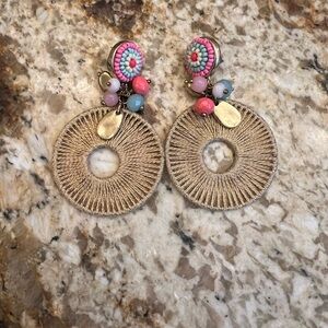 Lilly Pulitzer Pink and Blue Beaded Hoop Earrings